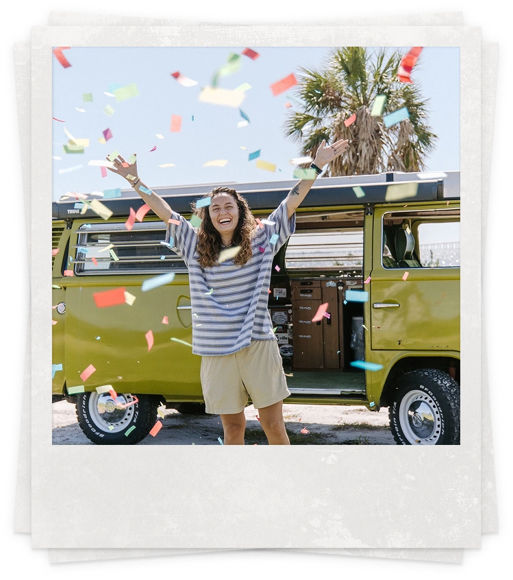 Vic in front of the Kiwi VW